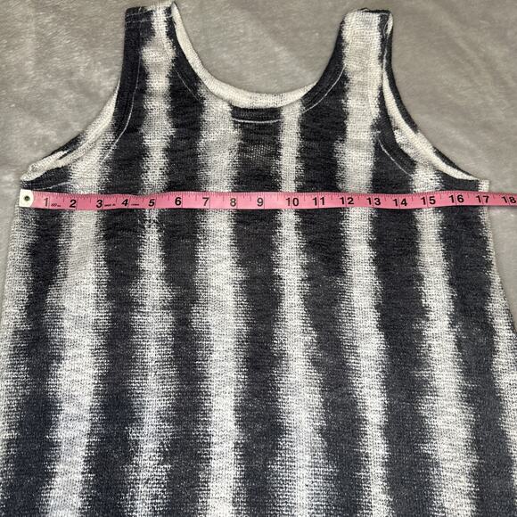 Vocal USA Shirt Large Y2K Embellished Knit Tank Top White Black Gray Side Splits - Picture 6 of 9